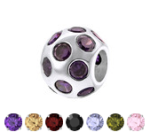 B1-C5029 - 925 Sterling Silver Cz Stone European Charm Bead - Amethyst Cz Stone