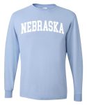 Wild Bobby State Of Nebraska College Style White Fashion Mens Long Sleeve Shirt Light Blue Small