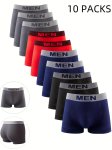 10PCS Men's Boxer Briefs Men Letter Waistband Breathable Comfy Boxer Trunks Elastic Sports Shorts Men's Casual Underwear Daily B