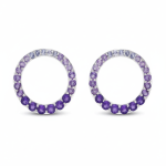 925 Sterling Silver Circles With Purple Cz
