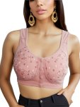 Floral Print Front Button Bra Comfy & Breathable Wireless Bra Women's Lingerie & Underwear