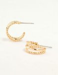 Goldair Gold Twisted And Plain Triple Huggie Earrings