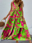 Ruffle Hem V Neck Loose Tank Dress Vacation Sleeveless Dress For Spring & Summer Women's Clothing