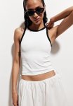 Ribbed Vest Top - Cream Black