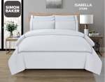 Simon Baker T200 Cotton Percale Embroidered Duvet Cover Set - Isabella Stone Various Sizes - Stone King 230CM X 220CM +2PILLOW