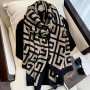 Black Beige Color Geometric Pattern Scarf Soft Warm Windproof Wrap Boho Style Sunscreen Shawl