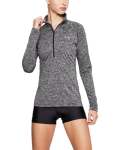 Women's Ua Tech Twist Zip - Black Black Metallic Silver LG