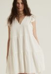 Flutter-sleeved Throw-on Dress - Cream
