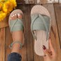 Women's Solid Color Thong Slides Lightweight Flat Holiday Flip Flops Summer Non-slip Beach Slides