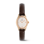 Ophelia MINI Dark Brown Lizard White Guilloch Rose Gold Watch