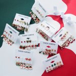 6 Pairs Set Christmas Enamel Stud Earrings & Dangle Earrings Simple Cute Style Alloy Jewelry Adorable Female Gift