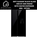 Defy Elegant Black Glass Side By Side Fridge - 496L Water Dispenser DFF456