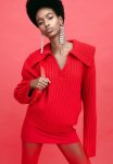 Collared Wool Jumper - Red