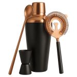Bar Butler Cocktail Shaker Matte Black & Rose Gold 4PCS Bar Set 700ML