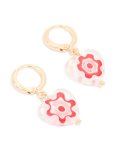 Goldair Gold Pink & White Painted Heart Huggie Earrings