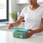 3-PIECE Square Plastic Food Container With Latching Lids
