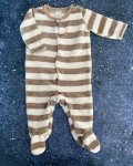 123 Baby Brown And Striped Fleece Onesie 0 3M