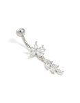 Surgical Steel Cubic Zirconia Flower Vine Drop Belly Bar