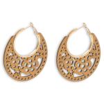Natura L Floral Cutout Wood Hoop Earrings