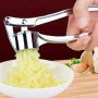 Stainless Steel 2-in-1 Garlic Press & Chopper - Multifunctional Kitchen Gadget For Easy Peeling And Crushing