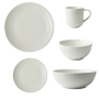 - Embossed Lines 16PCE Dinner Set + Salad Bowl - Cream White