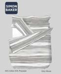 Simon Baker Printed Poly cotton Duvet Cover Set - Waves Grey Various Sizes - Grey King 230CM X 220CM +2PILLOWCASE 45CM X 70CM