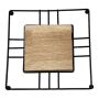 Trivet Black With Wood - 18 X 18CM