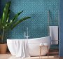 Blue Pattern Bathroom Wallpaper
