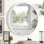 Jjuuyou Round Mirror White Circle Mirror 20 Inch Bathroom Mirror With Metal Frame Mirrors For Bedroom Wall Living Room Vanity Fo