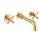 - Brushed Gold Dual Handle Wall Mounted Mixer
