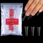 500PCS Nail Tips Acrylic French Half Cover False Nail Tips Coffin Flat C Curve Nail Art Transparent Press On Nails Tip Uv Gel Ma