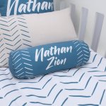 Shaped Pillow Bolster Pillow Ocean Blue Pattern Herringbone