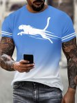 Men's Summer Fashion T-Shirt Running Leopard Graphic Pattern And Gradient Color Crew Neck Short Sleeve Tee Chic And Stylish Summ