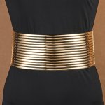 Stylish Golden Silvery Wide Belts Casual Elastic Waistband Classic Dress Coat Girdle For Women Daily Use