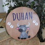 Wooden Name Board In Theme Grey Bull