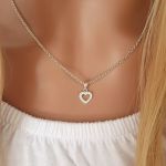 Rebecca 925 Sterling Silver Crystal Heart Necklace 9X9MM On A 45CM Rolo Chain