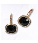 Diamante Stone Hoop Earrings - Black Free