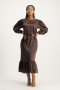 Leah Satin Dress - Chocolate - S