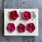 6-CAVITY Rose Flower Silicone Mold For Aromatherapy Candles Fondant & Chocolate - Grey Craft Tool For Cake Decorating