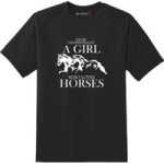 Kids A Girl Who Loves Horses Short Sleeve T-Shirt Black