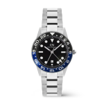 Iconic Gmt Link Black Blue Ceramic Bezel Silver Watch