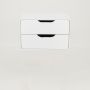 Khaya Two Drawer Floating Side Table With Cut Out Handles - White