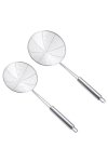 Stainless Steel Round Base Spiral Wire Skimmer Ladle 2 Piece Set