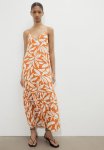Long A-line Dress - Orange Patterned