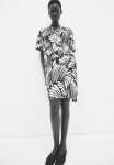 Viscose Tunic Dress - Black White Patterned