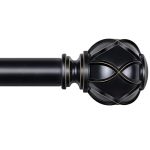Kamanina Black Curtain Rod For Windows 72 To 144 Inches 6-12FT Long Heavy Duty Curtain Rods 7 8 Inch Adjustable Drapery Rods Wit