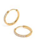 Goldair Gold Plated Surgical Steel Thin Inlay Cubic Zirconia Sleeper Earrings