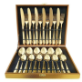 24PIECE Gold Cutlery Set Diamond Pattern