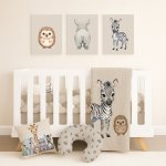 Cute Safari Cartoonish Beige Cot Bedding Set