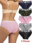 5PCS Seamless Allover Print Briefs Sexy Comfy Breathable Stretchy Intimates Panties Women's Lingerie & Underwear